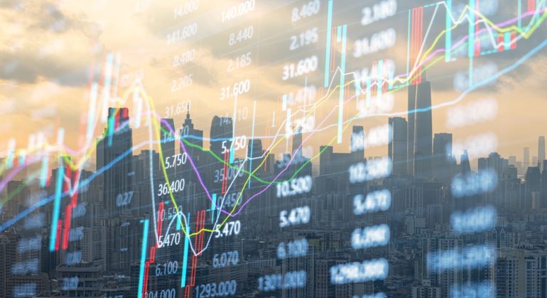 Concept,Of,Modern,Commercial,Architecture,And,Financial,Stock,Market,Securities